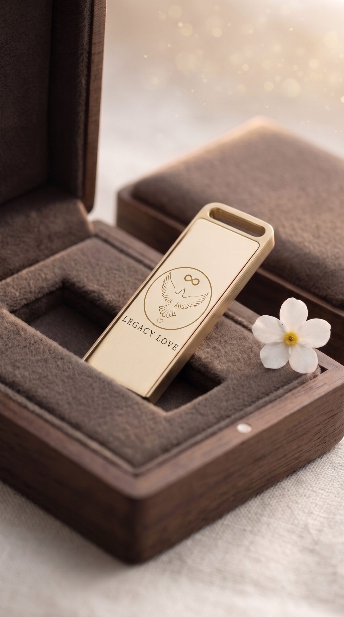 Clé USB commémorative Legacy Love gravée du colombe, pack Signature
